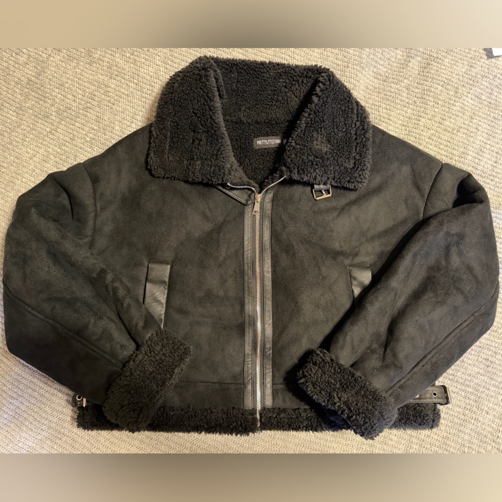 PrettyLittleThing Dark Fleece Jacket